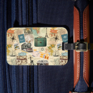 Vintage Travel Collage Luggage Tag