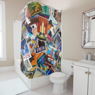 Vintage Travel Collage No. 1 Shower Curtain