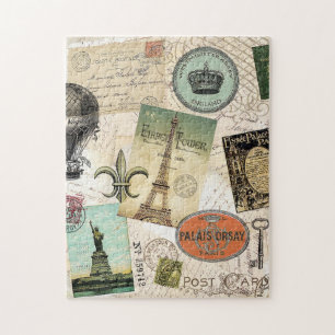 Vintage Travel collage puzzle