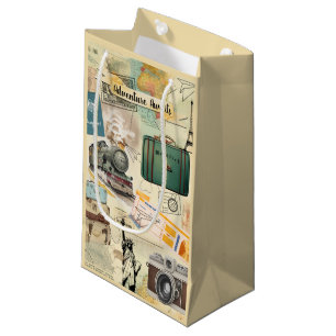 Vintage Travel Collage Small Gift Bag