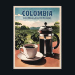 Vintage Travel Colombia Coffee Farm Retro Graphic Postcard<br><div class="desc">Experience the rich heritage of Colombia’s coffee culture with this retro travel-inspired postcard. Infused with nostalgic vibes and vintage charm,  this piece captures the lush landscapes of Colombia’s iconic coffee farms in a retro aesthetic reminiscent of classic travel posters from yesteryear.</div>