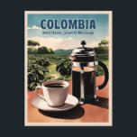 Vintage Travel Colombia Coffee Farm Retro Graphic Postcard<br><div class="desc">Experience the rich heritage of Colombia’s coffee culture with this retro travel-inspired postcard. Infused with nostalgic vibes and vintage charm,  this piece captures the lush landscapes of Colombia’s iconic coffee farms in a retro aesthetic reminiscent of classic travel posters from yesteryear.</div>