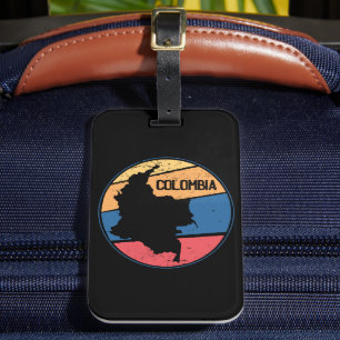 Vintage Travel Colombia Map Colourful Luggage Tag