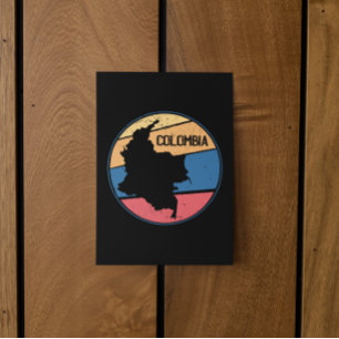 Vintage Travel Colombia Map Colourful Postcard