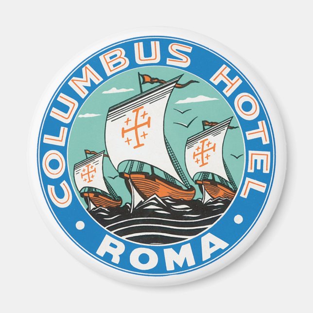 Vintage Travel, Columbus Hotel in Rome Italy Magnet (Front)