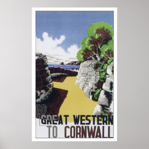 Vintage Travel Cornwall England Poster
