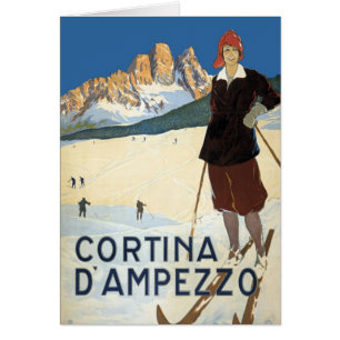 Vintage Travel Cortina d'Ampezzo, Italy Ski Alps
