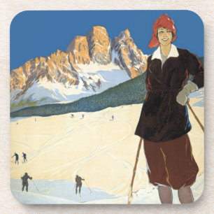 Vintage Travel Cortina d'Ampezzo, Italy Ski Alps Coaster