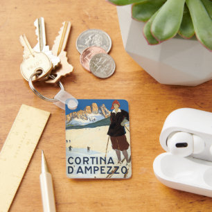 Vintage Travel Cortina d'Ampezzo, Italy Ski Alps Key Ring