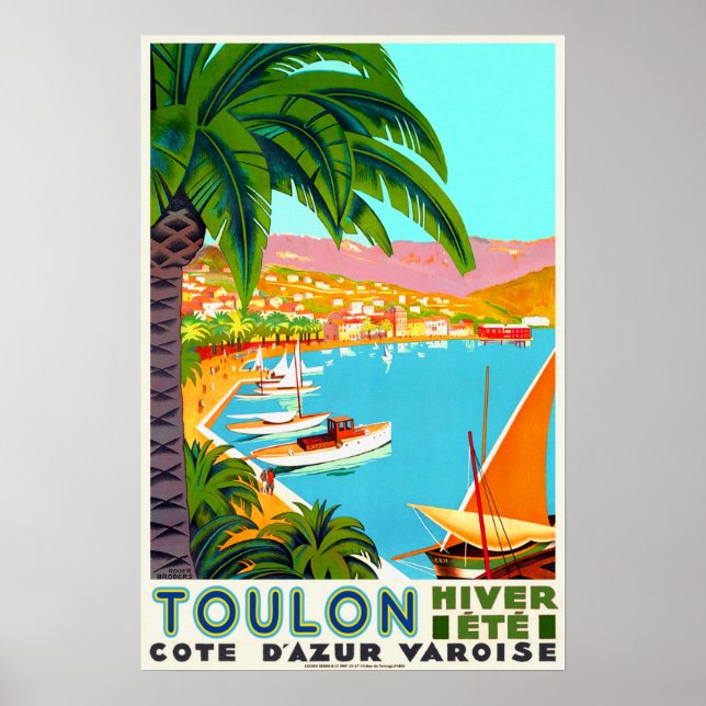 Vintage Travel - Côte d'Azur Toulon France Poster (Front)