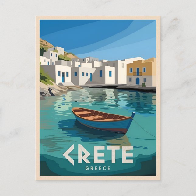 Vintage Travel Crete Greece Retro Scenic Postcard (Front)