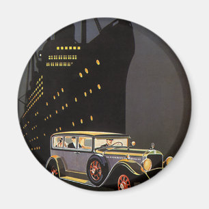Vintage Travel, Cruise Ship and Antique Car Magnet