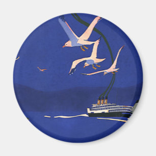 Vintage Travel, Cruise Ship Vacation in Alaska Magnet