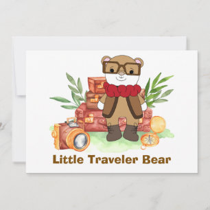 Vintage Travel Cute Bear Cartoon Adventure Holiday Card