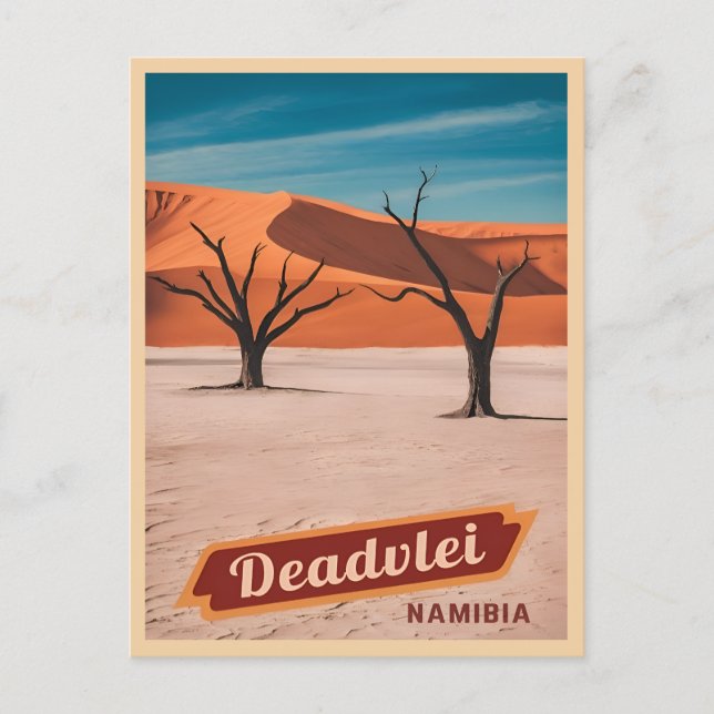 Vintage Travel Deadvlei Namibia Desert Landscape Postcard (Front)