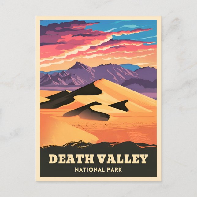 Vintage Travel Death Valley National Park Sunset Postcard (Front)