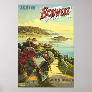 Vintage Travel Delight Touring Plakat Jura Simplon Poster