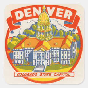 VINTAGE TRAVEL - DENVER SQUARE STICKER