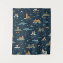 Vintage Travel Design Tapestries
