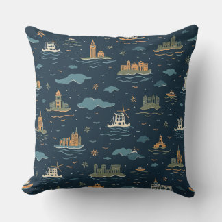 Vintage Travel Design Throw Pillows