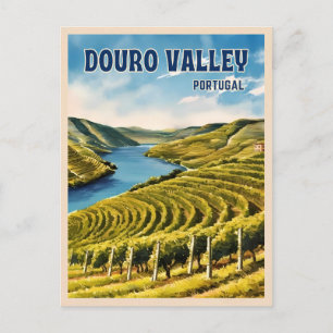 Vintage Travel Douro Valley Portugal Vineyard Postcard