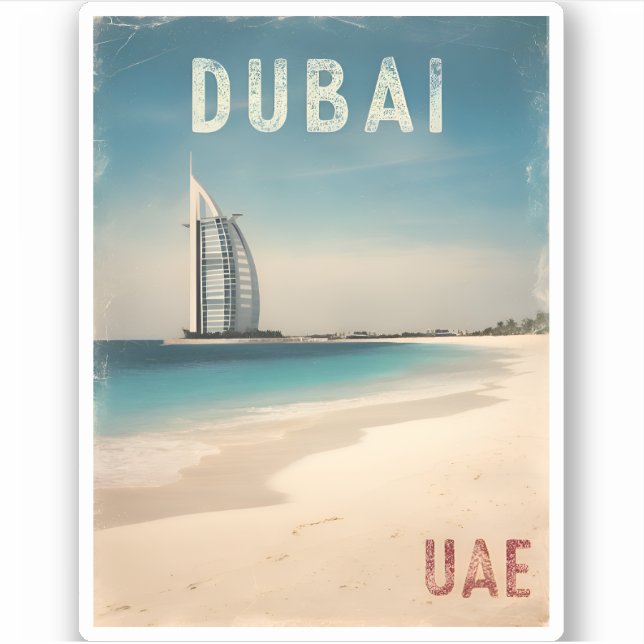 Vintage Travel Dubai UAE Beach Retro Scenic (Front)