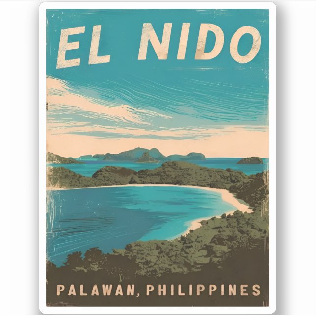 Vintage Travel El Nido Philippines Retro Scenic (Front)