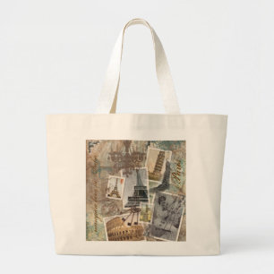 Vintage Travel Europe Photographs Paris Large Tote Bag