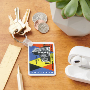 Vintage Travel Europe, Warsaw, Poland Key Ring