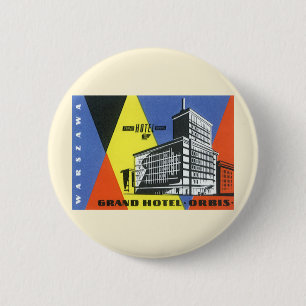 Vintage Travel Europe, Warsaw (Warszawa), Poland 6 Cm Round Badge