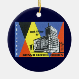 Vintage Travel Europe, Warsaw (Warszawa), Poland Ceramic Tree Decoration