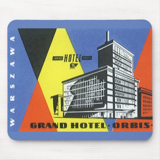 Vintage Travel Europe, Warsaw (Warszawa), Poland Mouse Mat (Front)