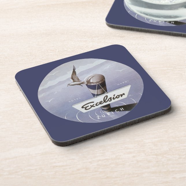 Vintage Travel Excelsior Hotel Zurich Switzerland Coaster (Left Side)