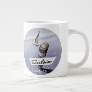 Vintage Travel Excelsior Hotel Zurich Switzerland Large Coffee Mug