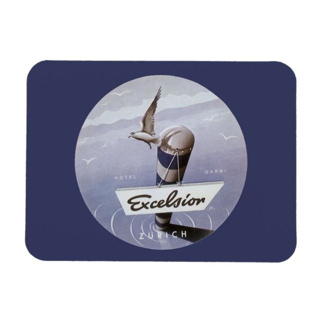 Vintage Travel Excelsior Hotel Zurich Switzerland Magnet (Horizontal)