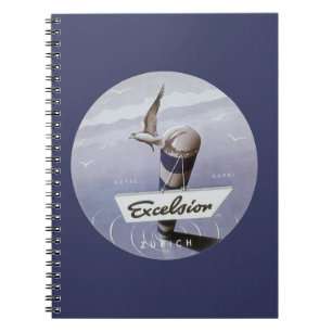 Vintage Travel Excelsior Hotel Zurich Switzerland Notebook
