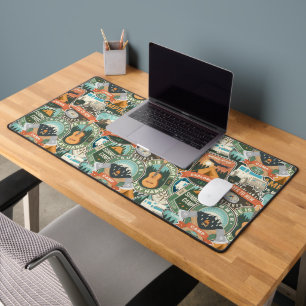 Vintage Travel Explorer Pattern Desk Mat