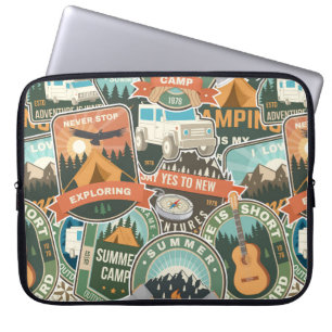 Vintage Travel Explorer Pattern Laptop Sleeve