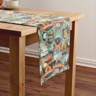 Vintage Travel Explorer Pattern Medium Table Runner