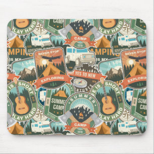 Vintage Travel Explorer Pattern Mouse Mat