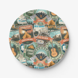 Vintage Travel Explorer Pattern Paper Plate