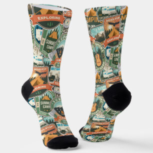 Vintage Travel Explorer Pattern Socks