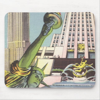 Vintage Travel, Famous New York City Landmarks Mouse Mat