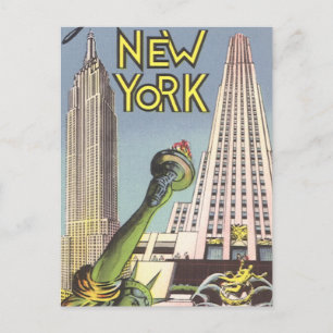 Vintage Travel, Famous New York City Landmarks Postcard