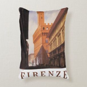 Vintage Travel, Firenze, Florence, Palazzo Vecchio Decorative Cushion