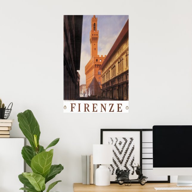 Vintage Travel, Firenze, Florence, Palazzo Vecchio Poster (Home Office)