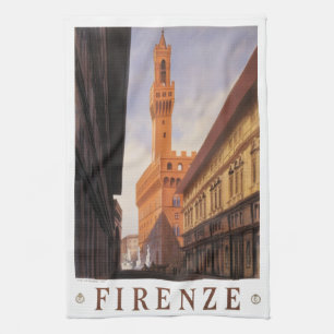 Vintage Travel, Firenze, Florence, Palazzo Vecchio Tea Towel