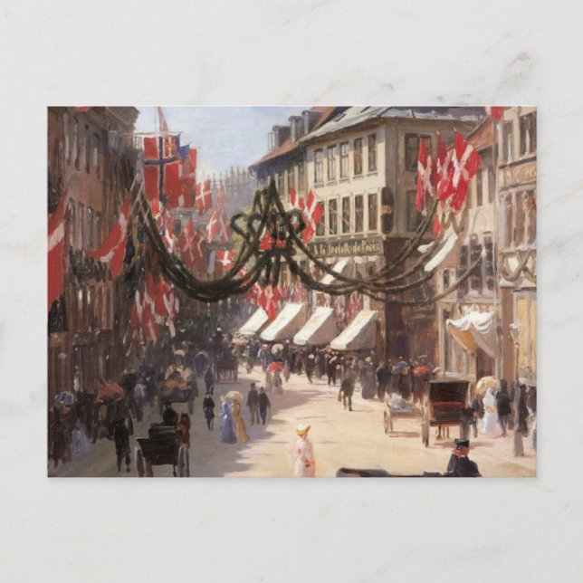 Vintage Travel Flag Day Denmark Postcard (Front)
