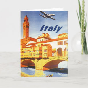 Vintage Travel Florence Firenze Italy Bridge River Card