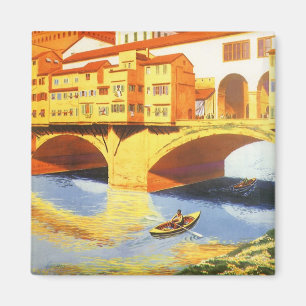 Vintage Travel Florence Firenze Italy Bridge River Magnet